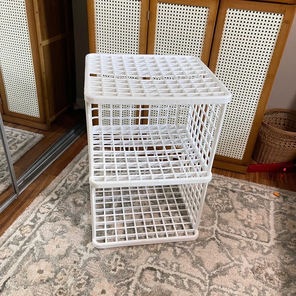 VTG 90s white Yaffa Blocks Plastic Storage Bins Crate 2 Shelf Basic Line